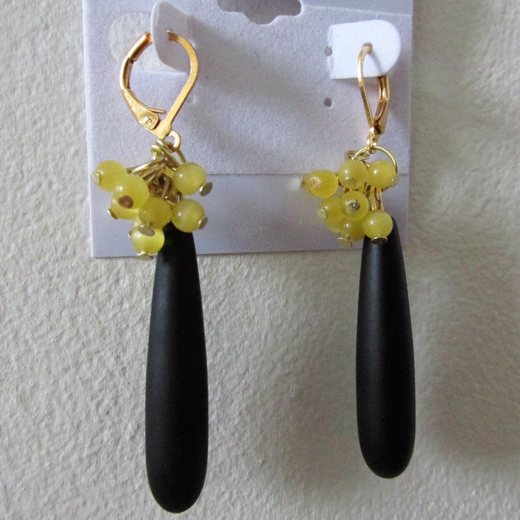 Gold Plated Genuine Cats Eye/Beach Glass Elegance